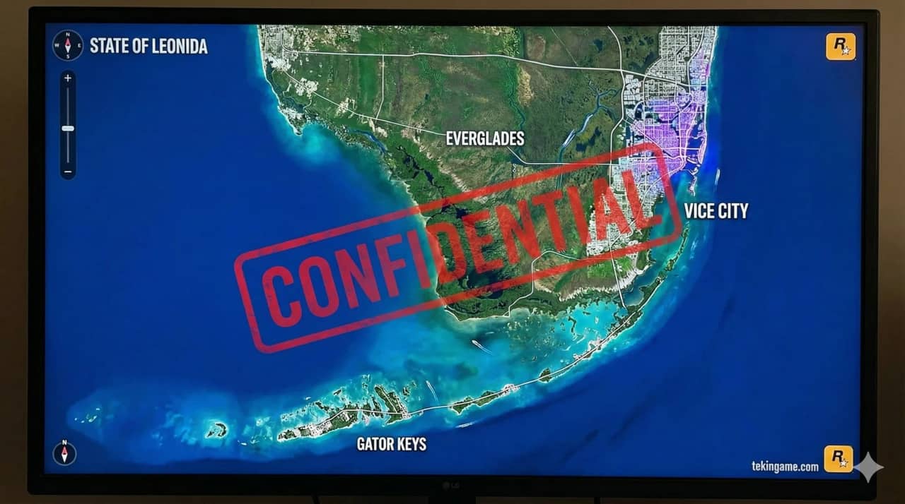 افشای بزرگترین راز تاریخ راکاستار: نقشه کامل GTA VI لو رفت؛ ایالت «لئونیدا» ۳ برابر بزرگتر از Los Santos است!