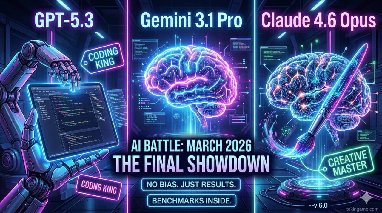 GPT-5.3 در برابر Gemini 3.1 Pro در برابر Claude 4.6 Opus: نبرد نهایی هوش مصنوعی — مقایسه بنچمارک و قیمت مارس ۲۰۲۶